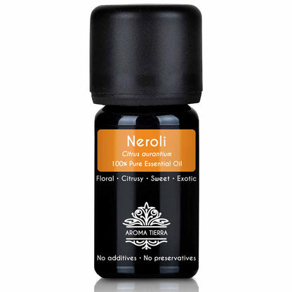 Aroma Tierra natural and pure Neroli essential oil therapeutic grade, 5 ml. 
