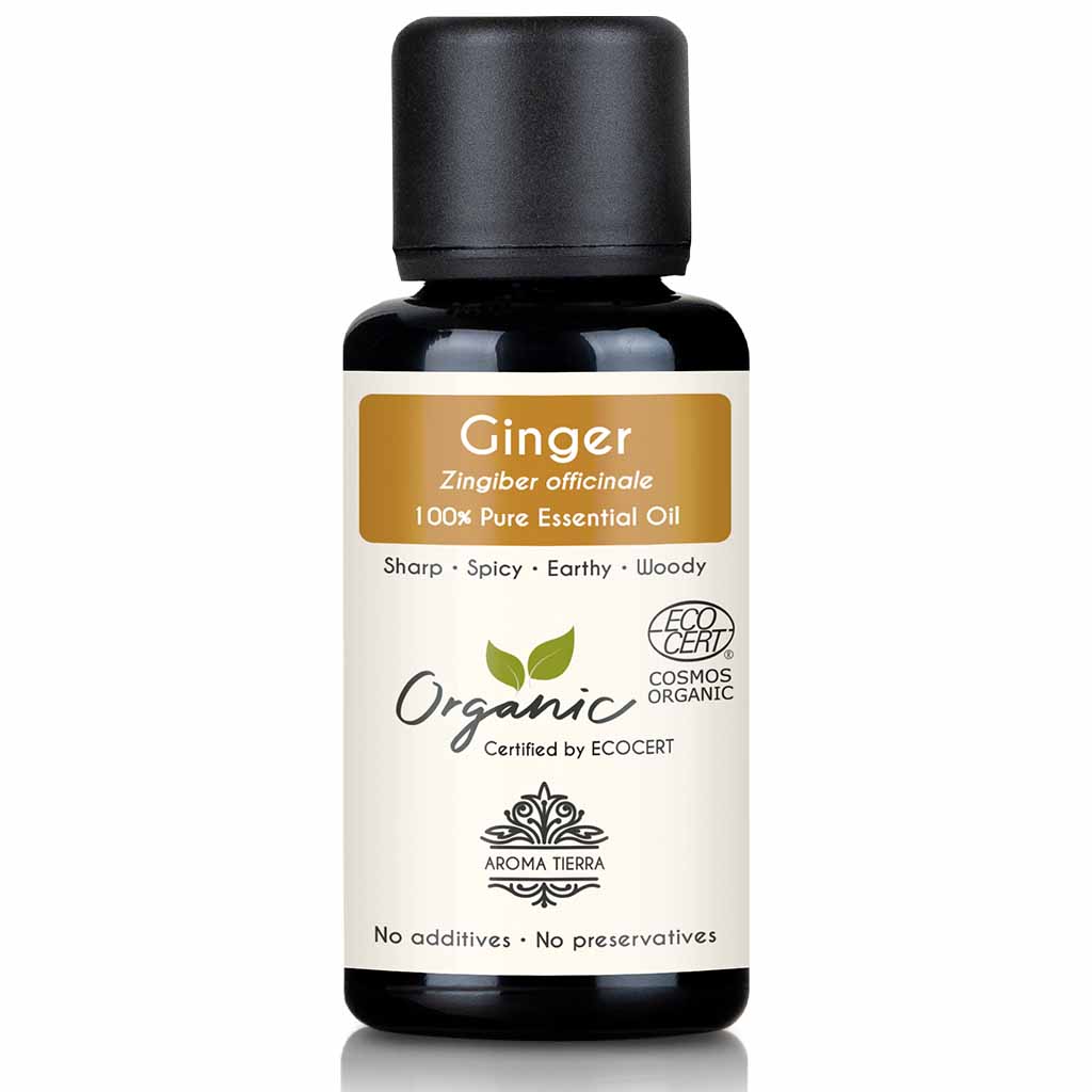 Organic ginger essential oil natural therapeutic grade, 30 ml. 