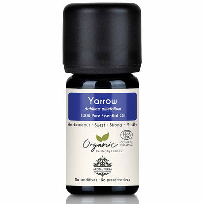 Organic yarrow essential oil natural therapeutic grade, 5 ml. 

