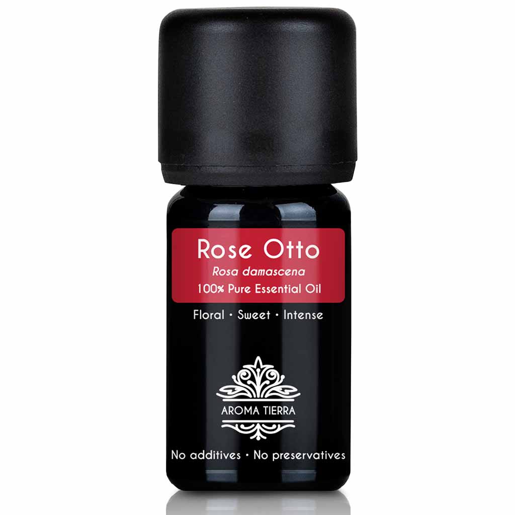 Aroma Tierra natural and pure Rose essential oil therapeutic grade, 5 ml. 
