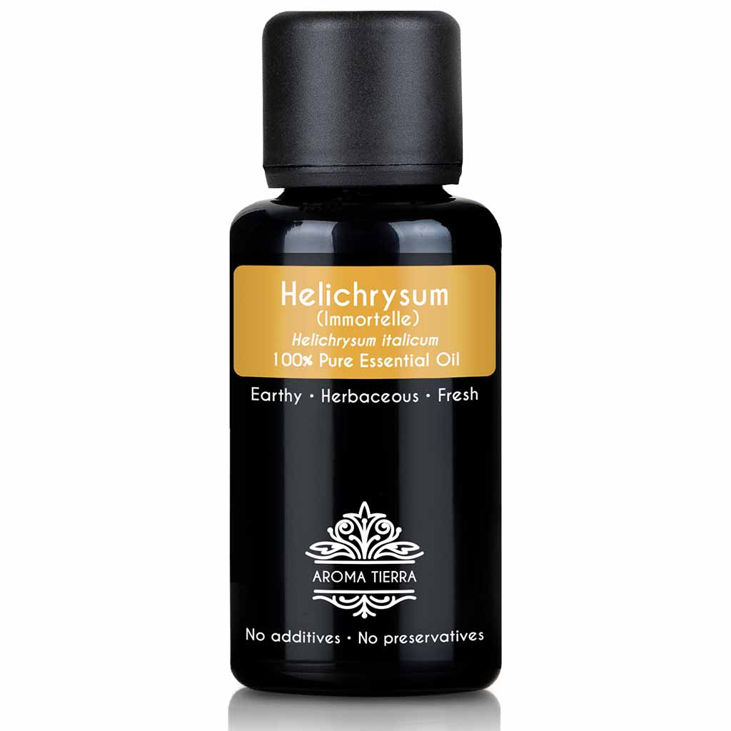 Aroma Tierra Helichrysum essential oil best for diffuser  with sweet, herbaceous aroma, enhance mood and support emotional healing, 30ml.