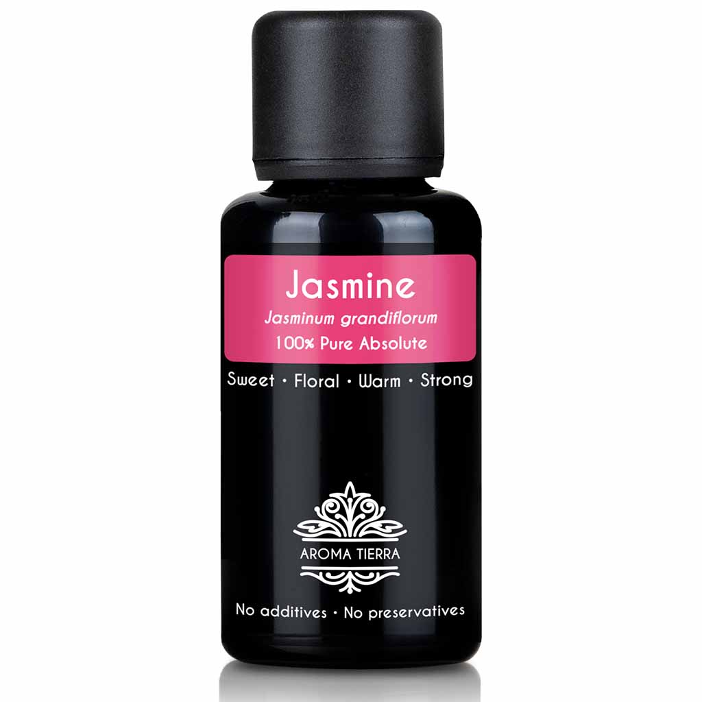 Aroma Tierra Natural Jasmine essential oil  relieve congestion, cough, and bronchial irritation, 30 ml. 