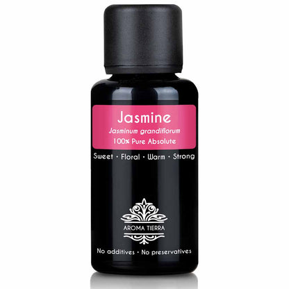 Aroma Tierra Natural Jasmine essential oil  relieve congestion, cough, and bronchial irritation, 30 ml. 