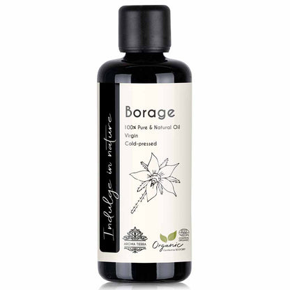 Aroma Tierra Organic Borage Oil repairs brittle, delicate, and prone to breaking or cracked nails, 100 ml.