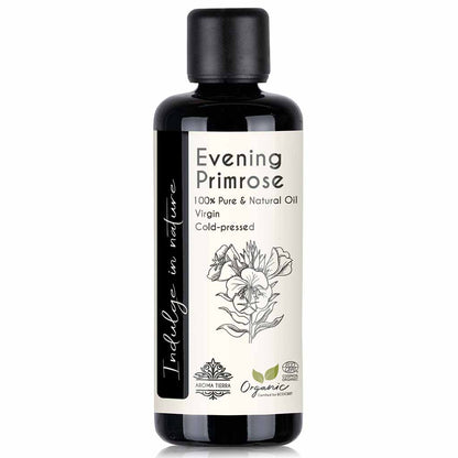 Aroma Tierra organic evening primrose oil  contains Omega 6,  Repairs skin-barrier, hydrates, fights acne, 100 ml. 