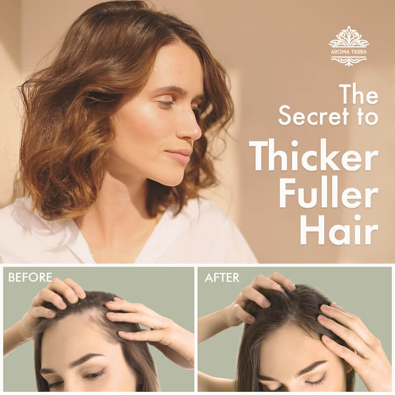 Hair Growth Bundle contains the most potent hair-loving botanicals that impede hair loss, boost hair growth, and restore natural shine  by Aroma Tierra.