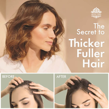 Hair Growth Bundle contains the most potent hair-loving botanicals that impede hair loss, boost hair growth, and restore natural shine  by Aroma Tierra.