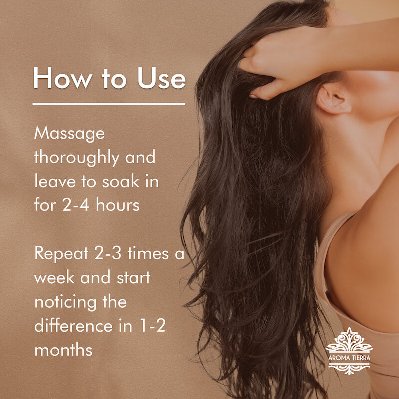 The secret of fuller, thicker hair. The Aroma Tierra hair growth set oil. 