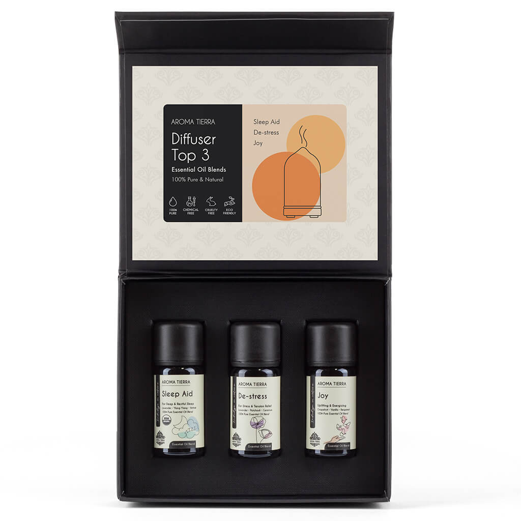 Aroma Tierra top 3 organic essential oils for diffuser. 