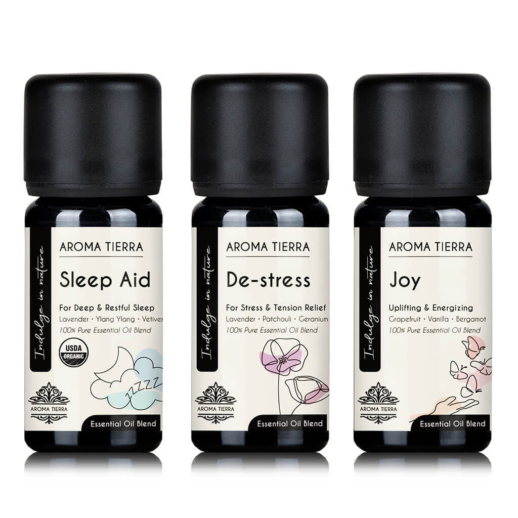 Top 3 Essential Oil Blends for Diffusers includes Sleep, Stress Relief, and Aromatherapy blends, perfect for creating a calming atmosphere