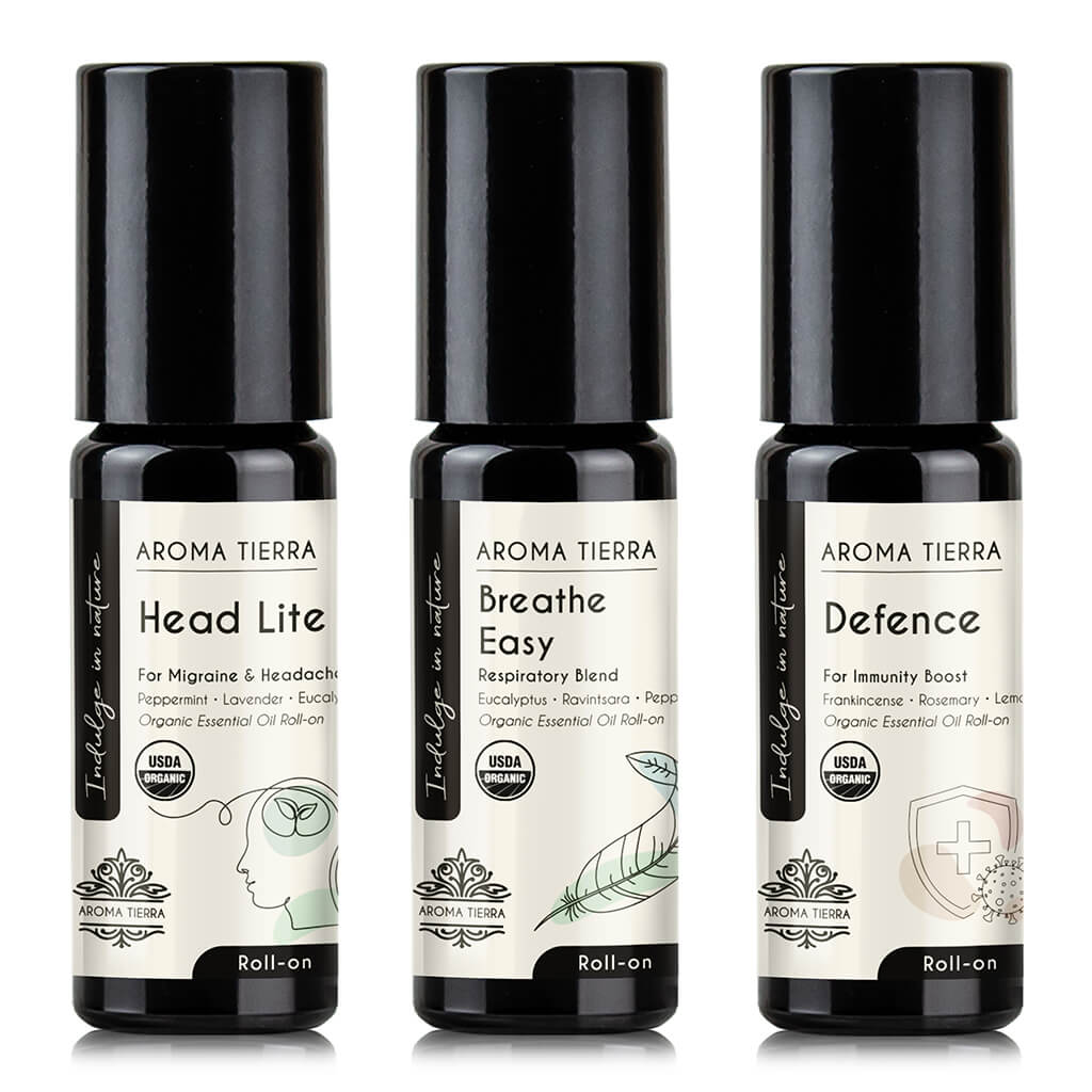 Aroma Tierra Top 3 blended roll-on gift set, best organic corporate gifting
